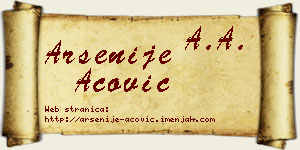 Arsenije Acović vizit kartica
